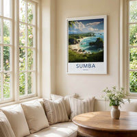 Sumba Poster - Indonesia Travel Art - Tropical Coastline View Home Decor