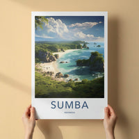 Sumba Poster - Indonesia Travel Art - Tropical Coastline View Home Decor