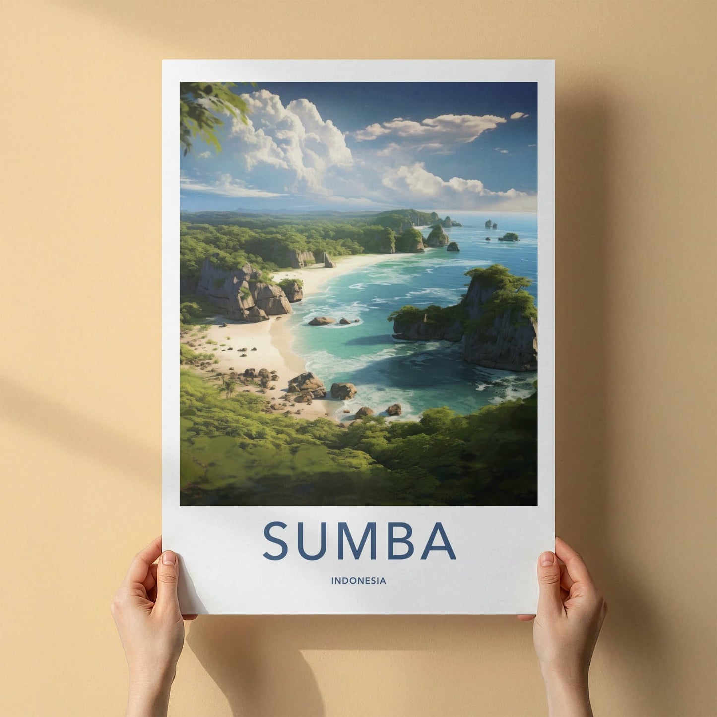 Sumba Poster - Indonesia Travel Art - Tropical Coastline View Home Decor