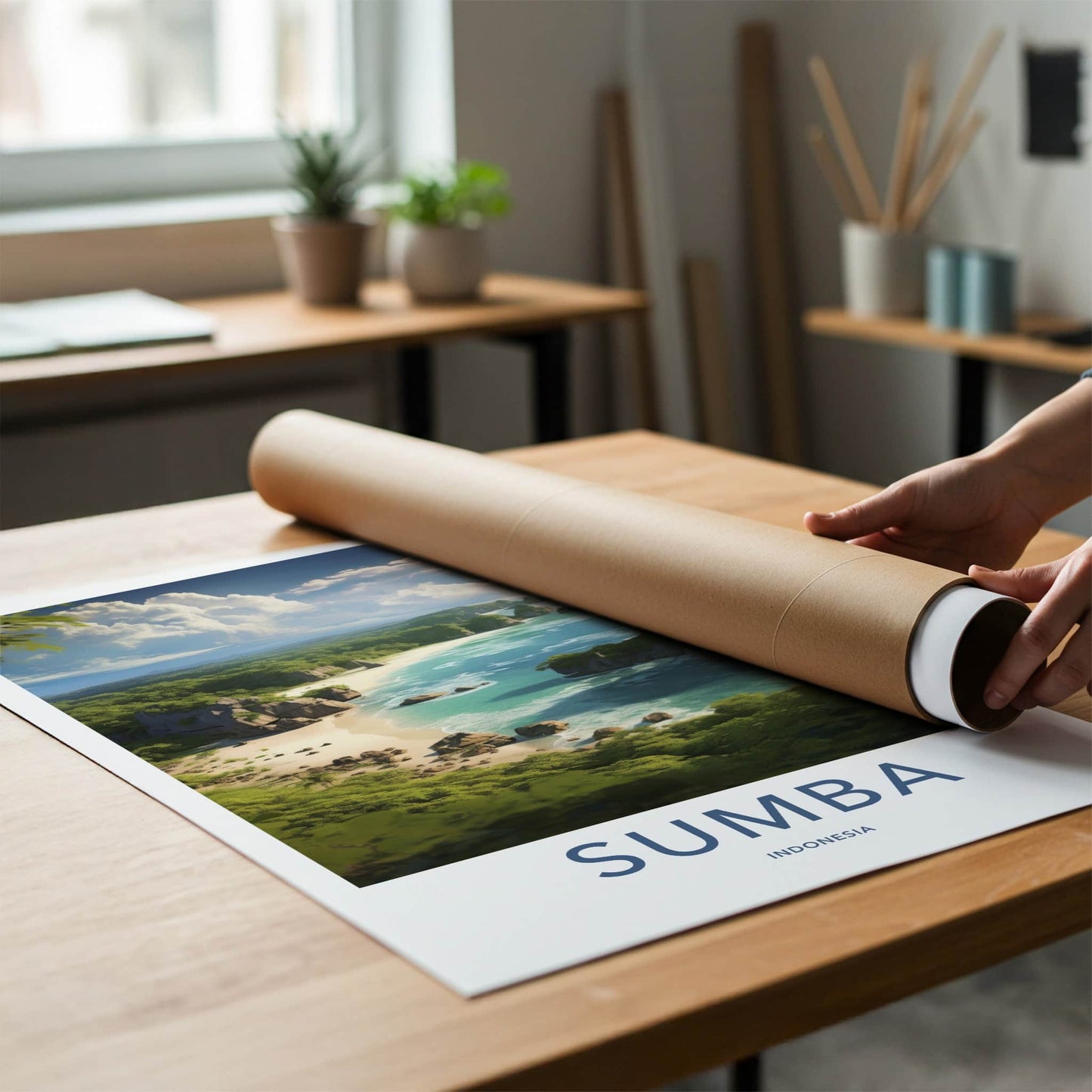 Sumba Poster - Indonesia Travel Art - Tropical Coastline View Home Decor
