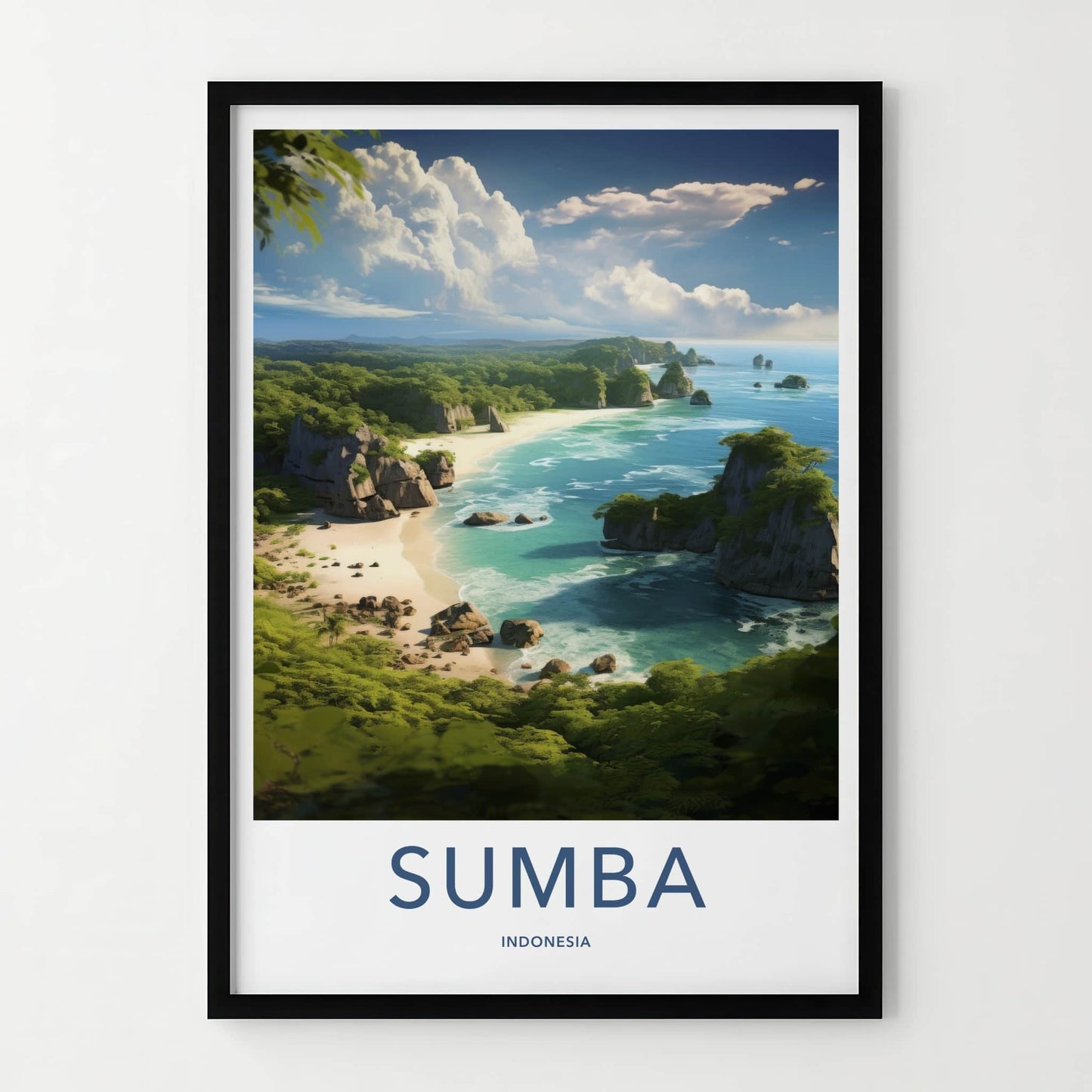 Sumba Poster - Indonesia Travel Art - Tropical Coastline View Home Decor
