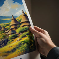 Sumba Poster - Indonesia Travel Art - Tropical Island Huts Home Decor