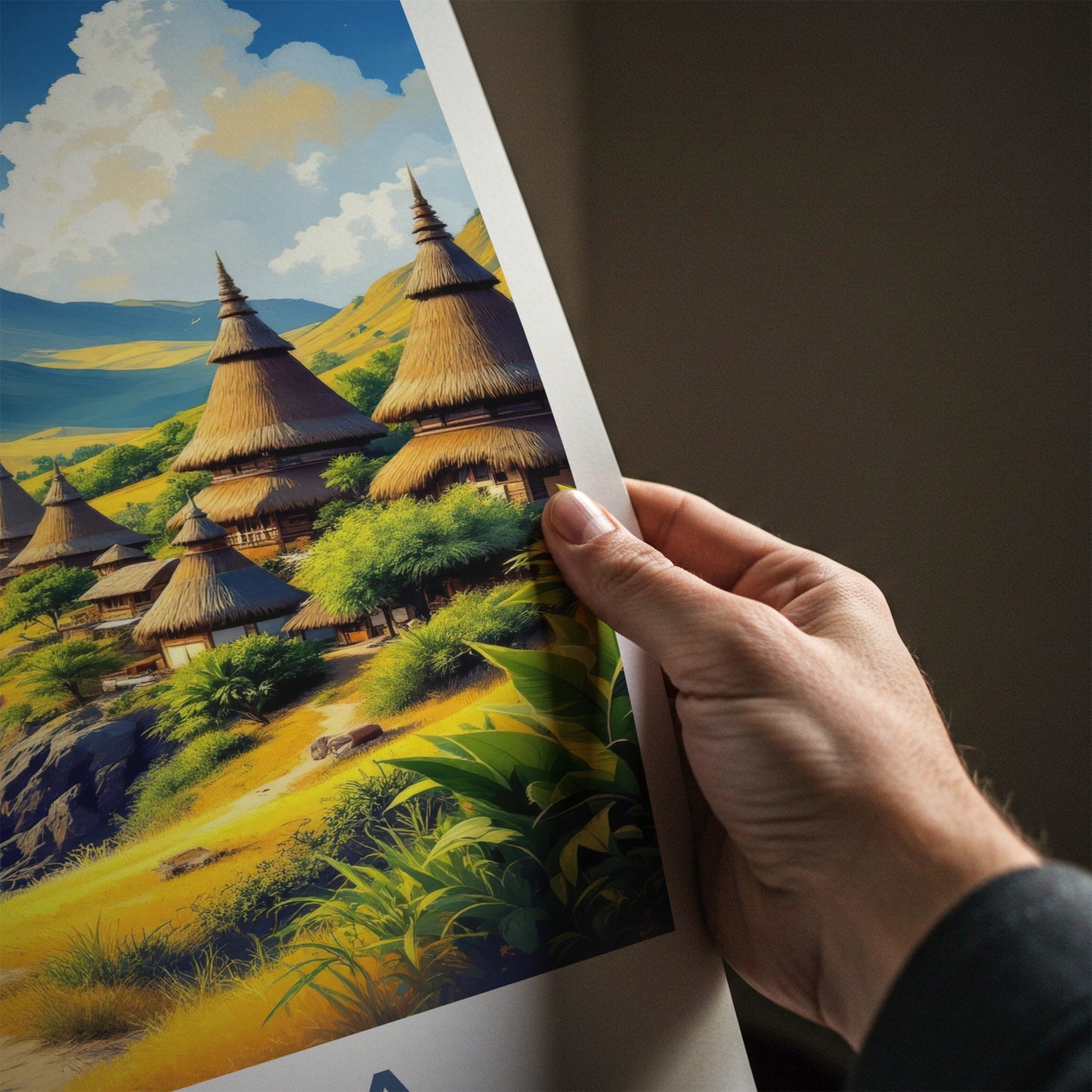 Sumba Poster - Indonesia Travel Art - Tropical Island Huts Home Decor