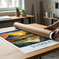 Sumba Poster - Indonesia Travel Art - Tropical Village Sunset Home Decor