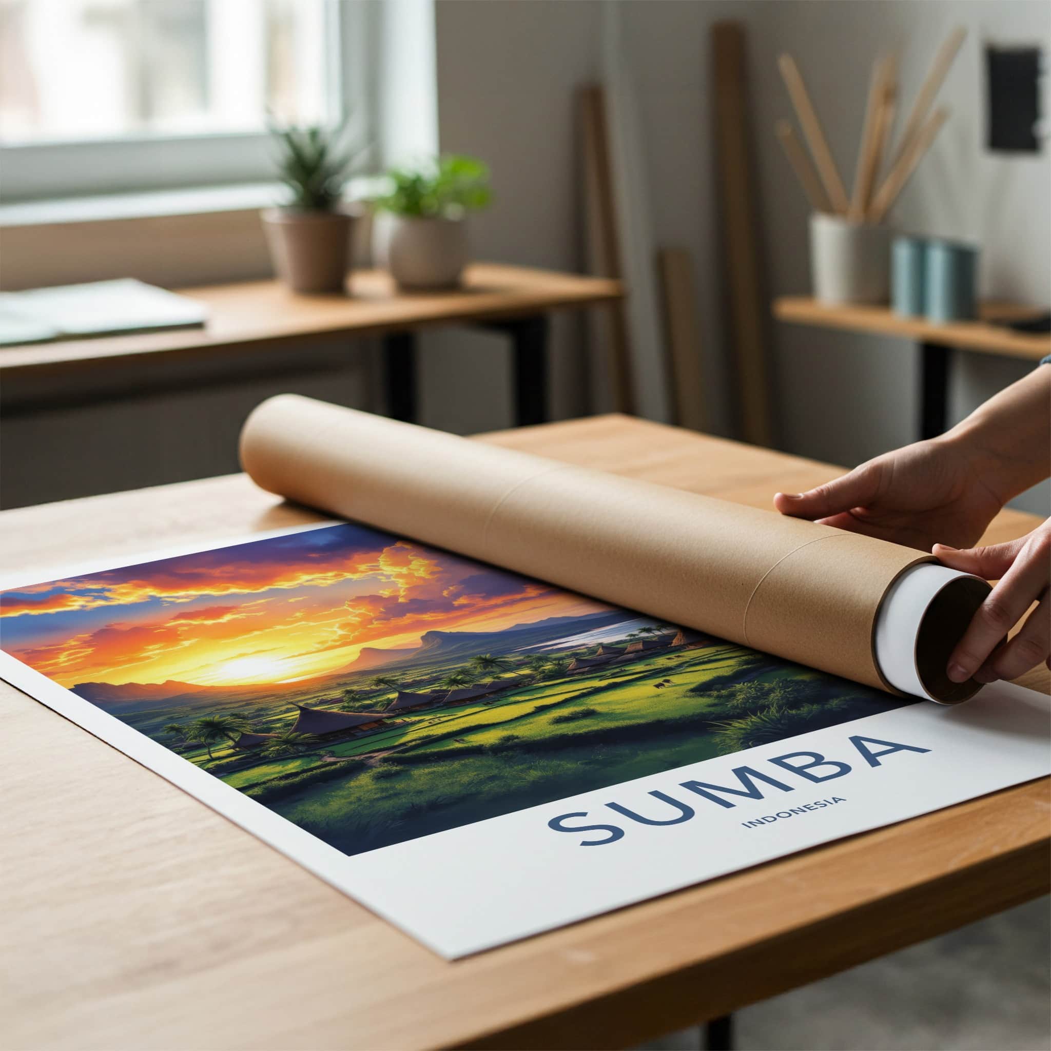 Sumba Poster - Indonesia Travel Art - Vibrant Tropical Sunset Home Decor