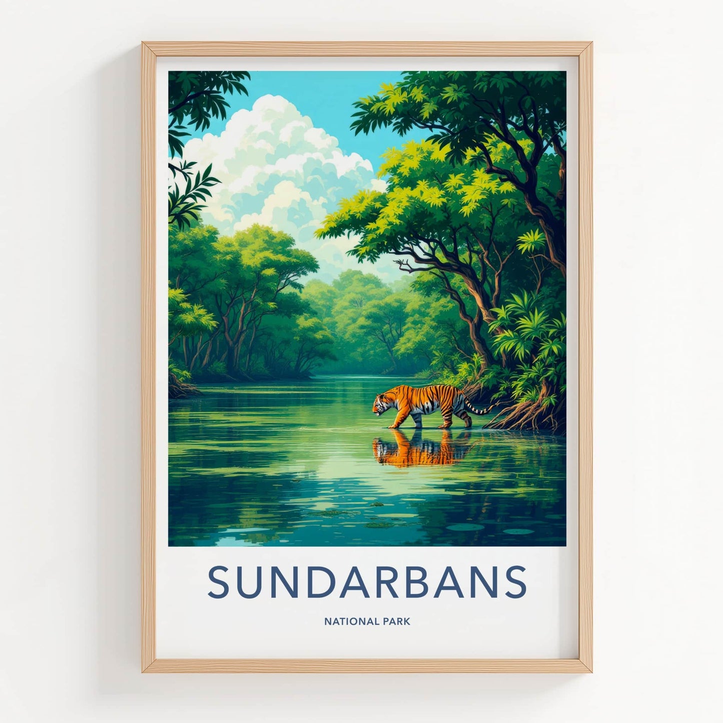 Sundarbans National Park Poster - India Travel Art - West Bengal Tiger Home Decor