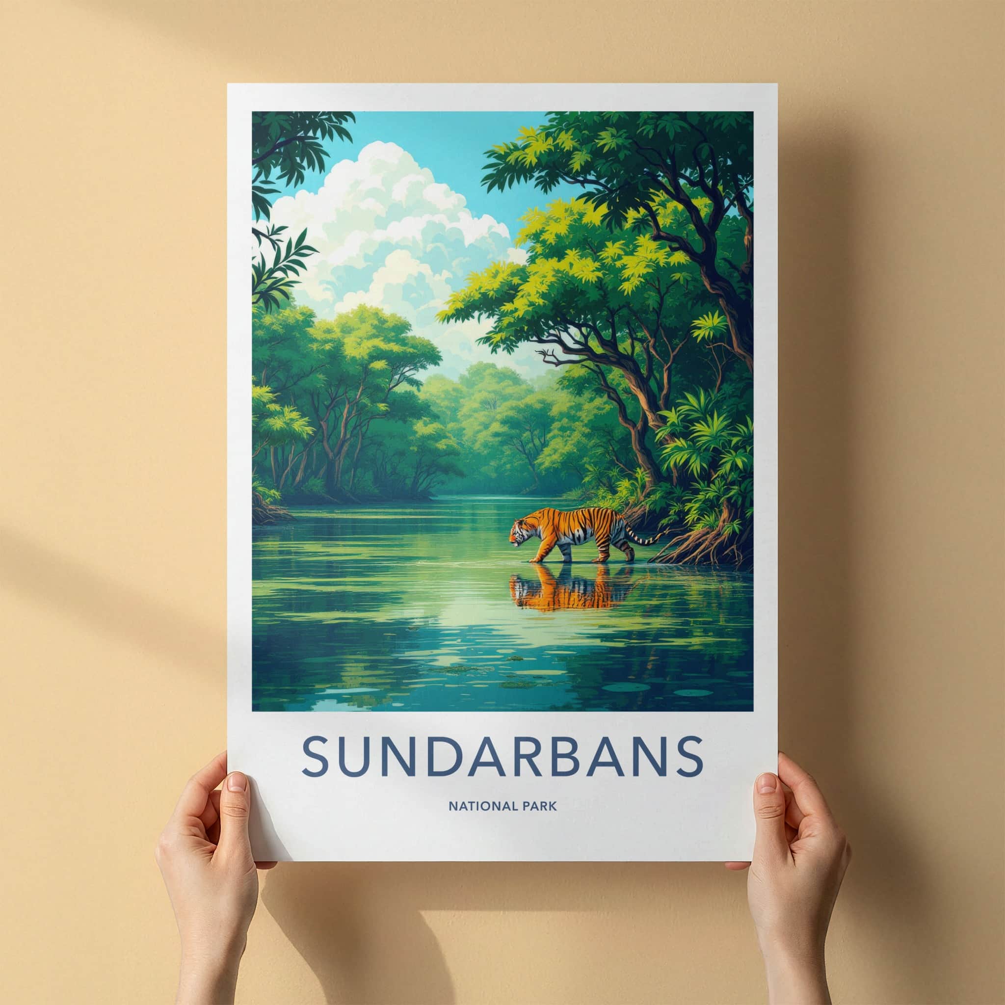 Sundarbans National Park Poster - India Travel Art - West Bengal Tiger Home Decor