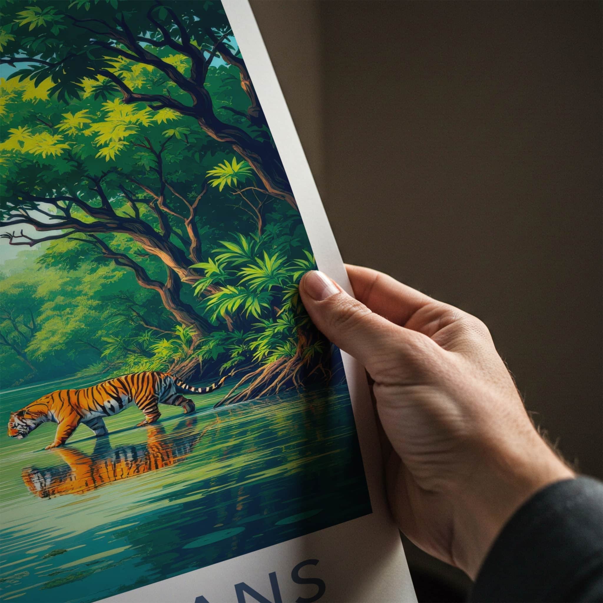 Sundarbans National Park Poster - India Travel Art - West Bengal Tiger Home Decor