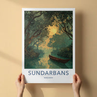 Sundarbans Poster - Bangladesh Framed Print - Jungle Boat Full Moon Gallery Art