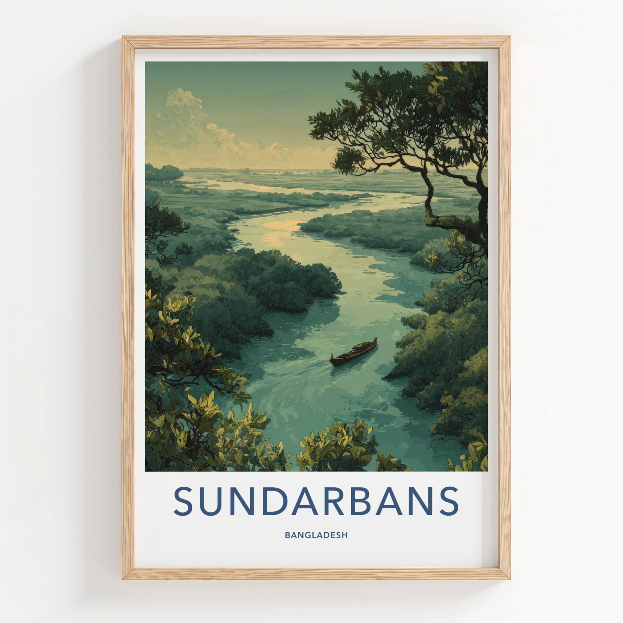 Sundarbans Poster - Bangladesh Travel Art - River Boat Mangrove Gallery Art