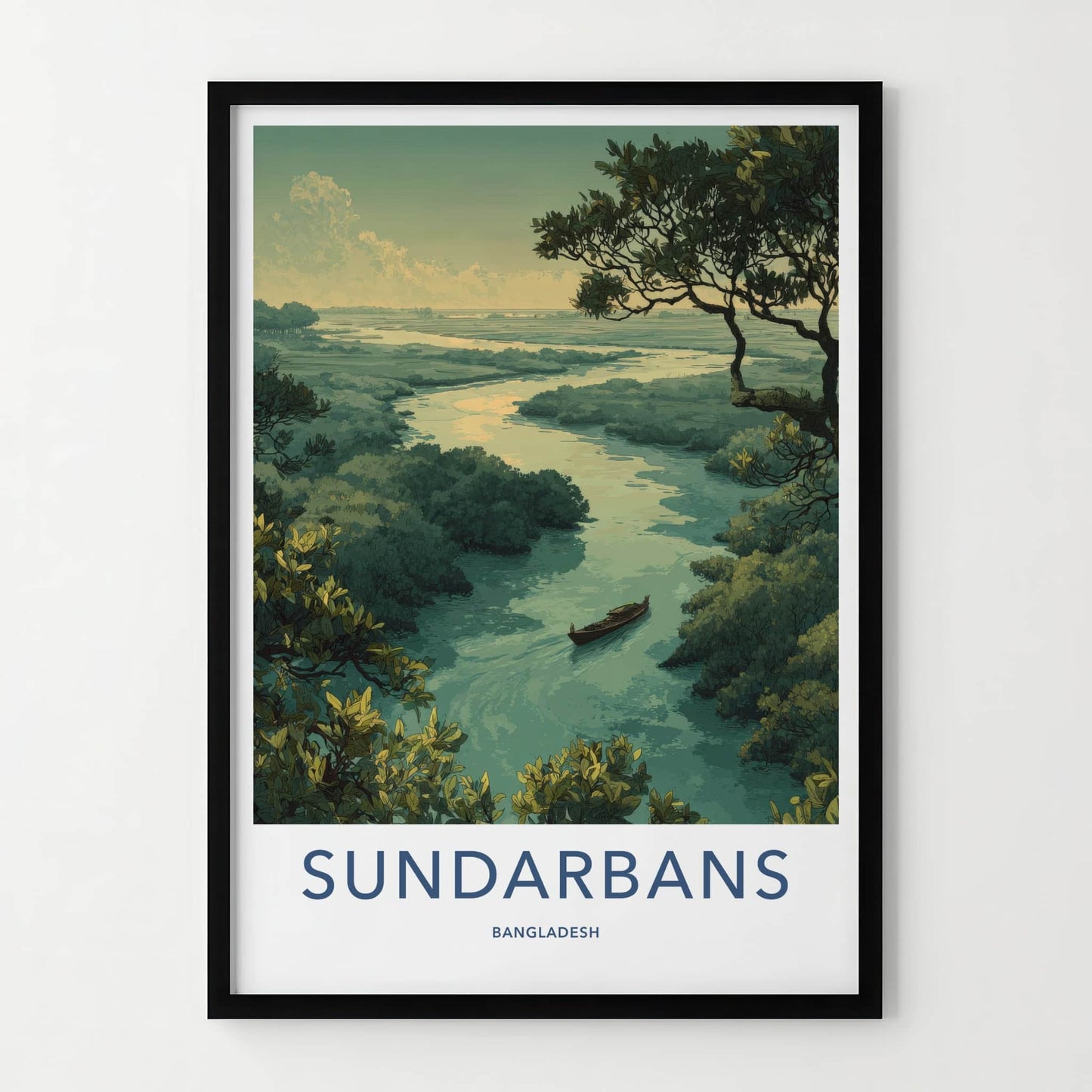 Sundarbans Poster - Bangladesh Travel Art - River Boat Mangrove Gallery Art