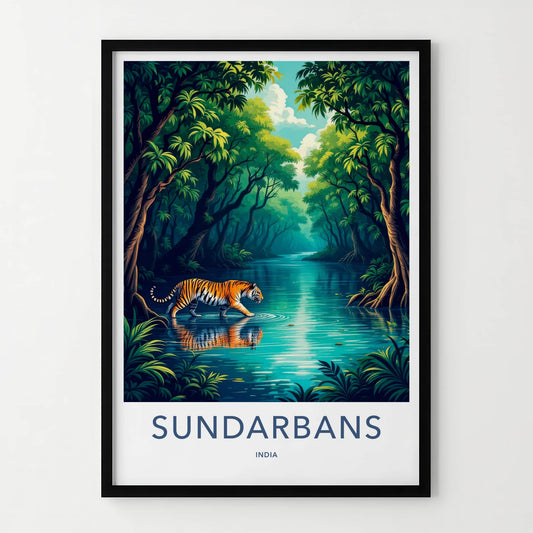 Sundarbans Poster - India Travel Art - West Bengal Tiger Asia Decor