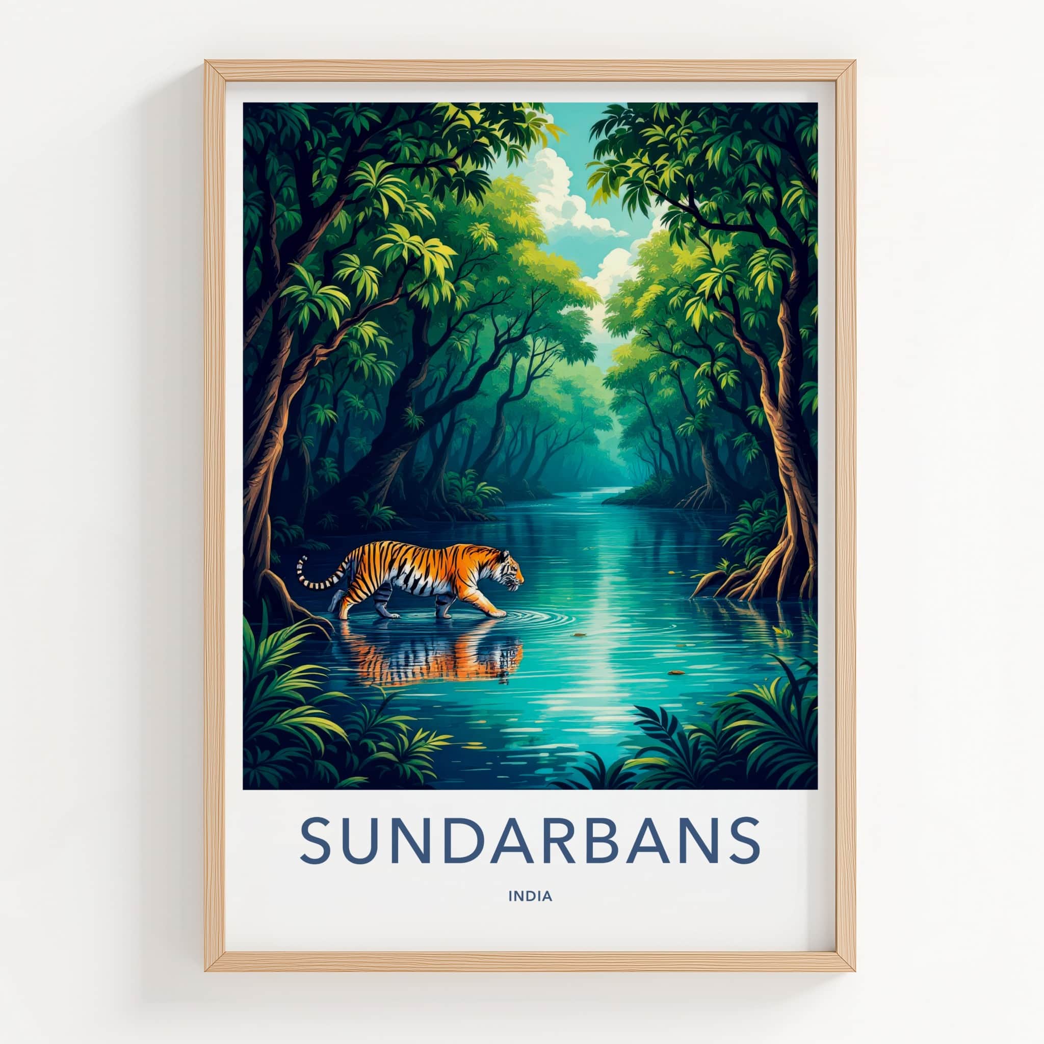 Sundarbans Poster - India Travel Art - West Bengal Tiger Asia Decor