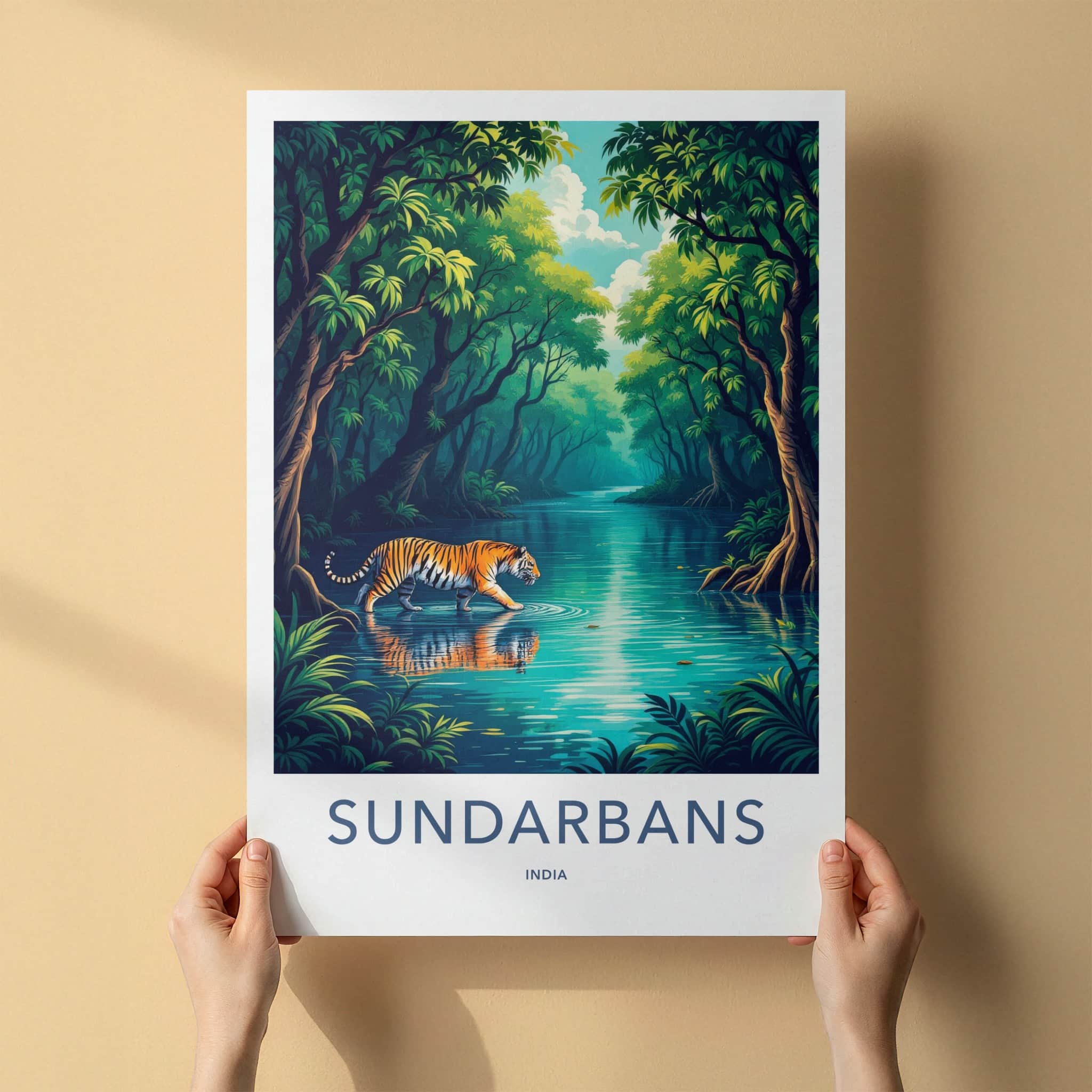 Sundarbans Poster - India Travel Art - West Bengal Tiger Asia Decor