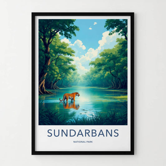 Sundarbans Poster - India Travel Art - West Bengal Tiger Water Wall Decor