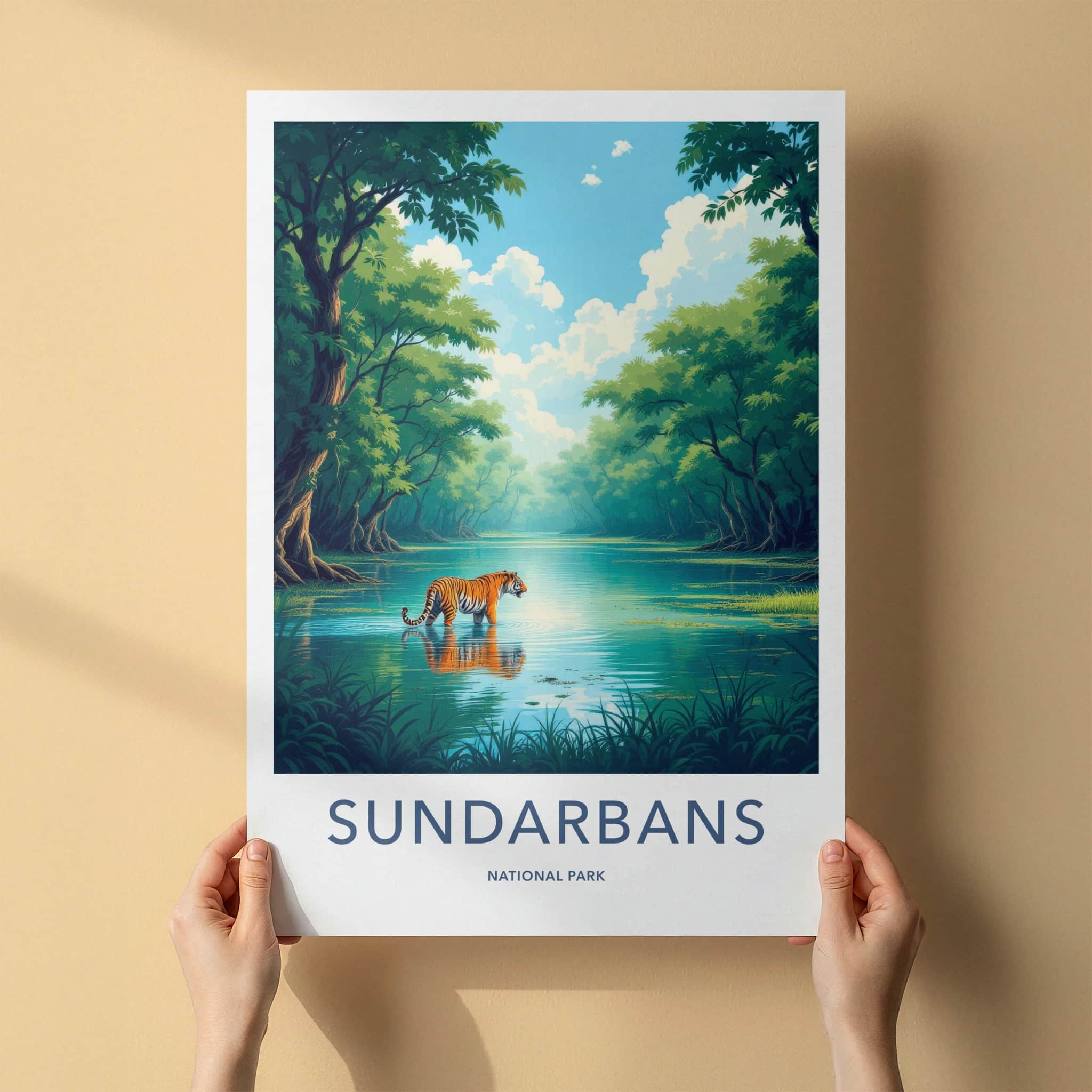 Sundarbans Poster - India Travel Art - West Bengal Tiger Water Wall Decor