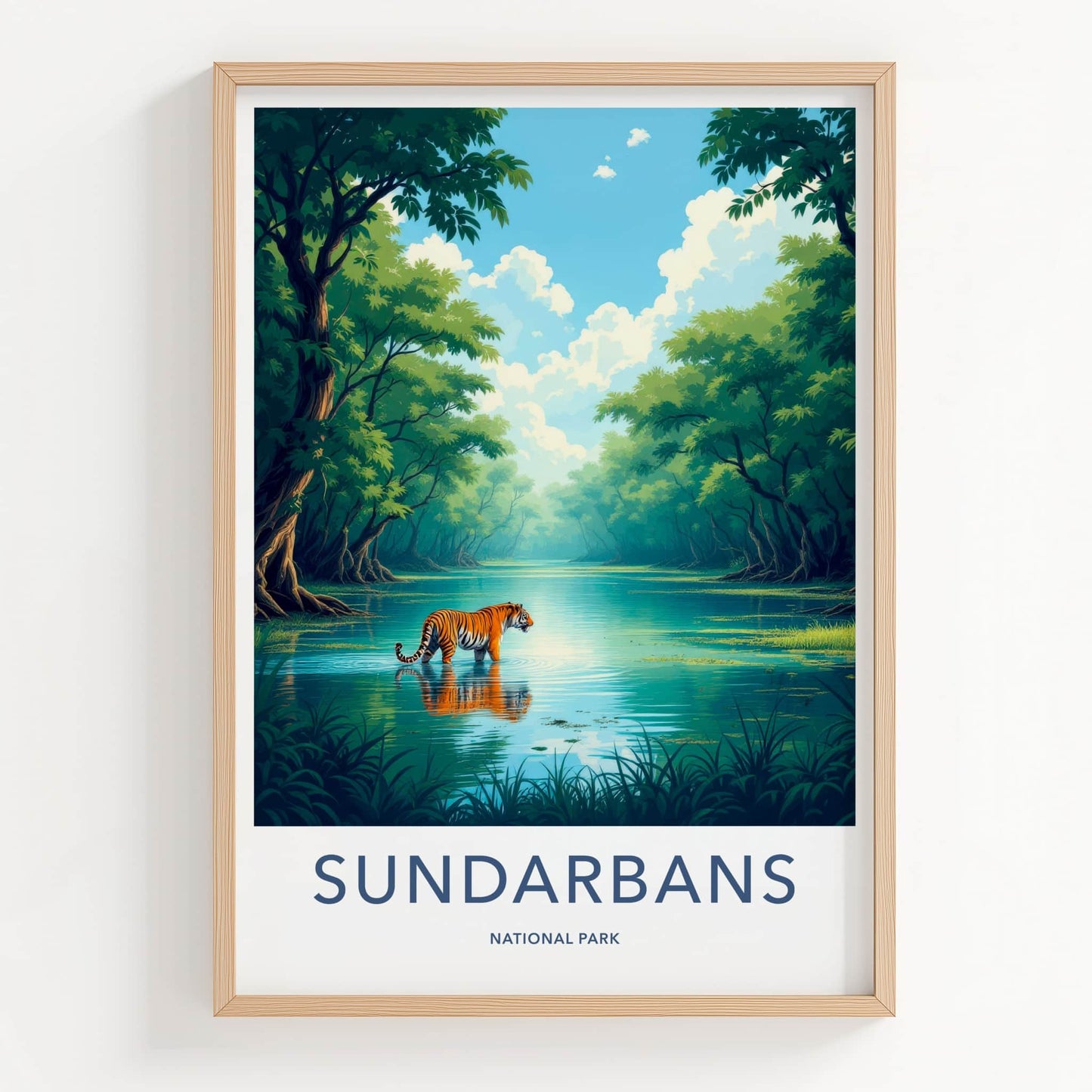 Sundarbans Poster - India Travel Art - West Bengal Tiger Water Wall Decor