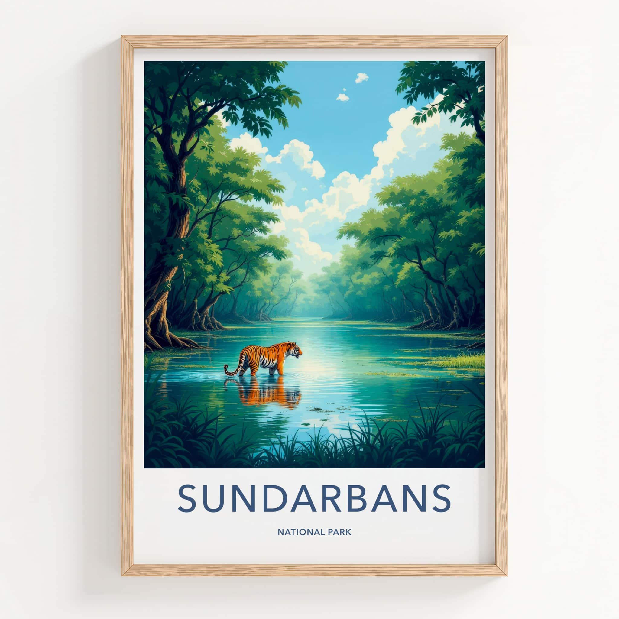 Sundarbans Poster - India Travel Art - West Bengal Tiger Water Wall Decor