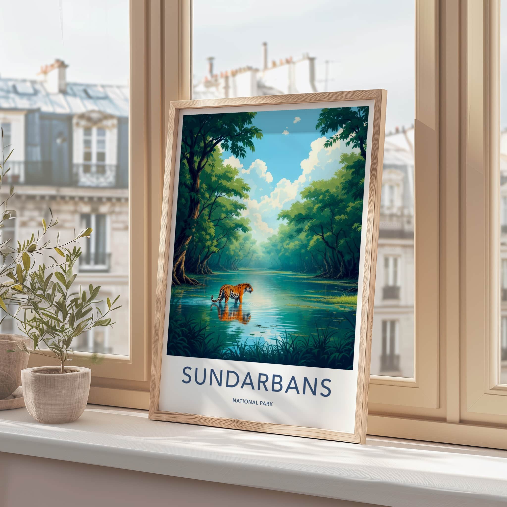 Sundarbans Poster - India Travel Art - West Bengal Tiger Water Wall Decor