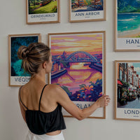 Sunderland Poster - England Travel Art - River Bridge Sunset Wall Decor