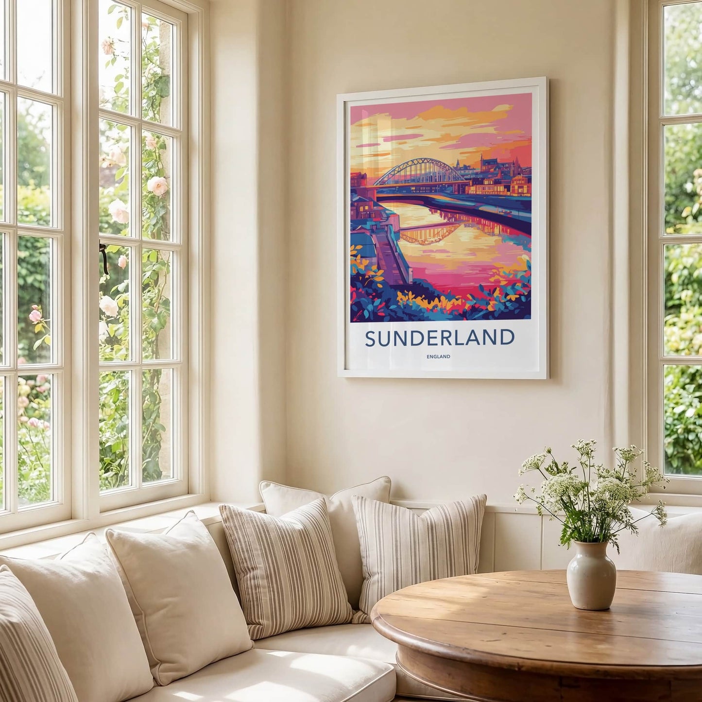 Sunderland Poster - England Travel Art - Vibrant Cityscape River Home Decor
