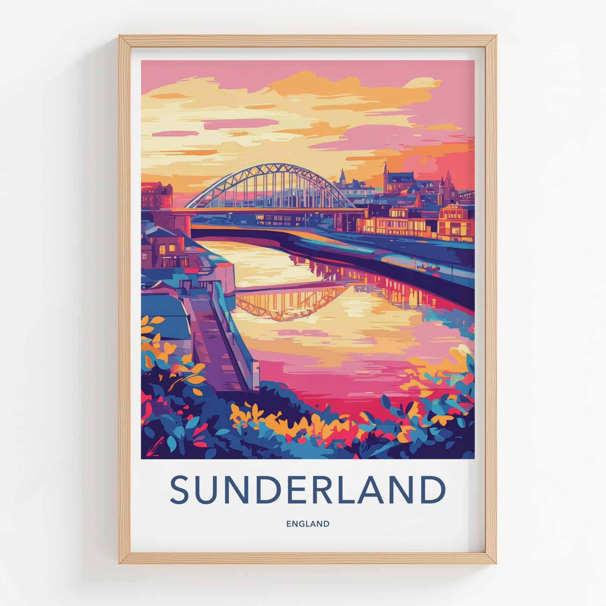 Sunderland Poster - England Travel Art - Vibrant Cityscape River Home Decor