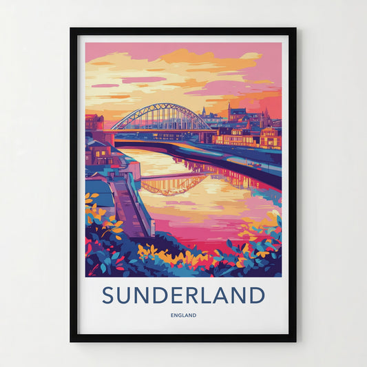 Sunderland Poster - England Travel Art - Vibrant Cityscape River Home Decor