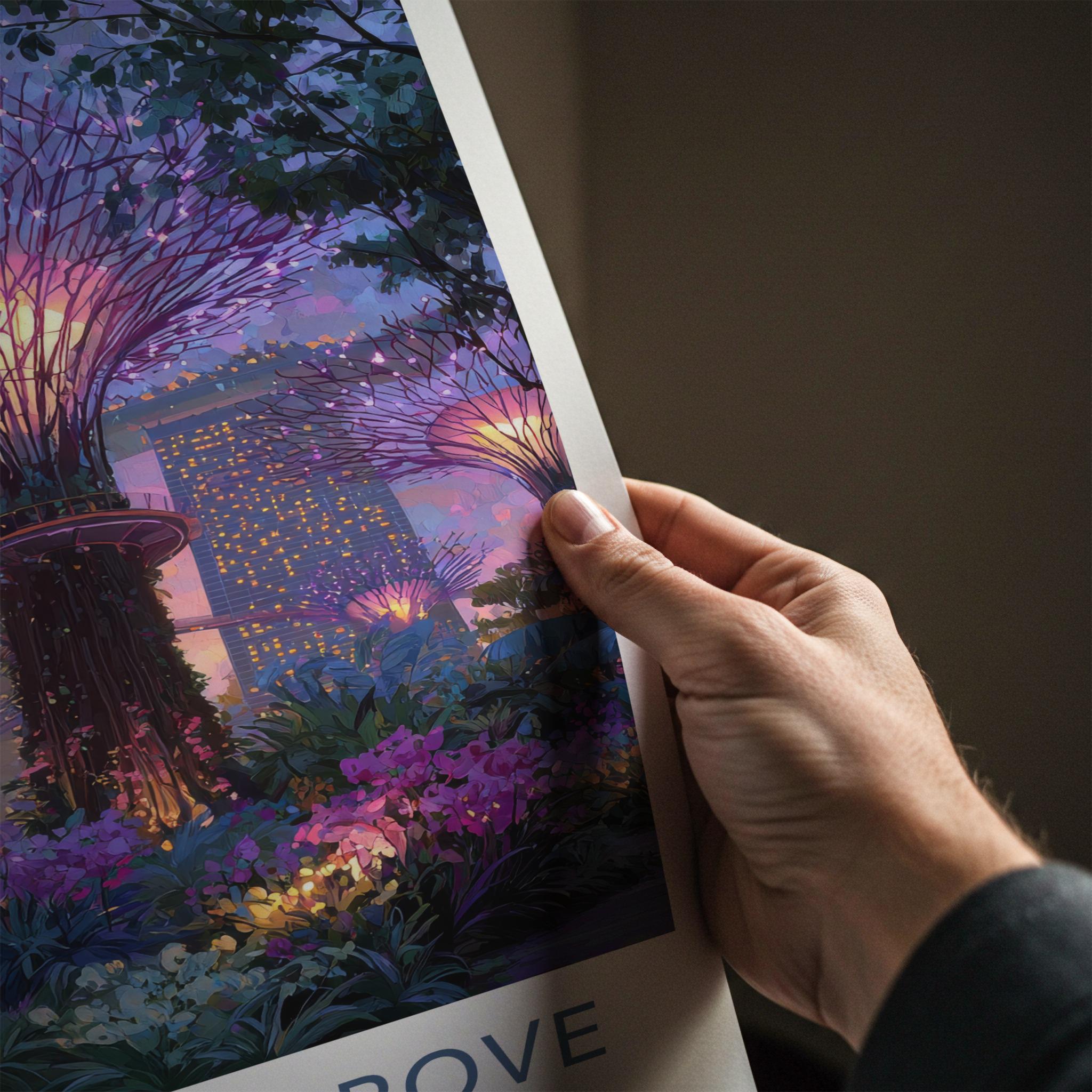 Supertree Grove Poster - Singapore Art Print - Vibrant Supertrees Night Home Decor
