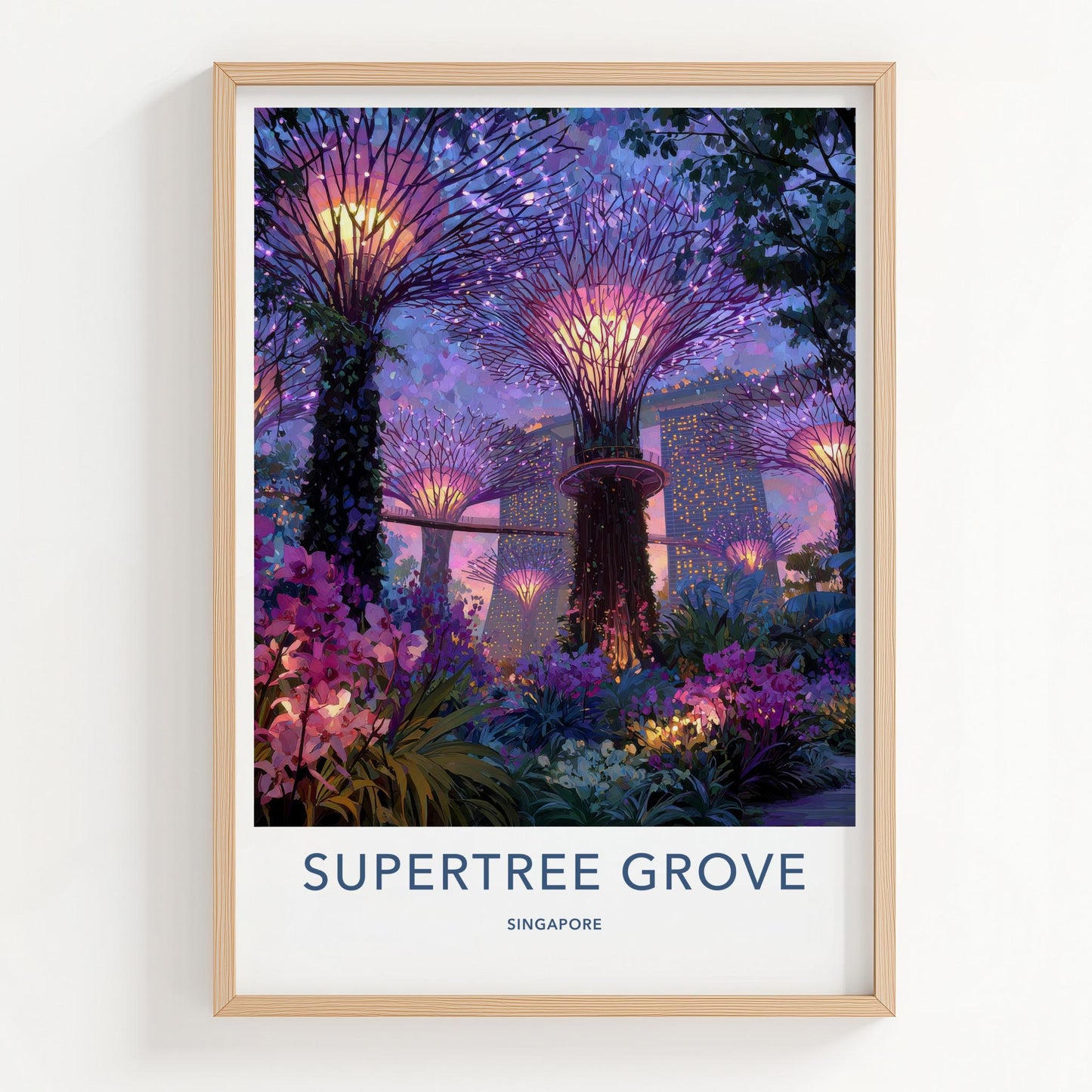 Supertree Grove Poster - Singapore Art Print - Vibrant Supertrees Night Home Decor