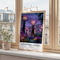 Supertree Grove Poster - Singapore Art Print - Vibrant Supertrees Night Home Decor
