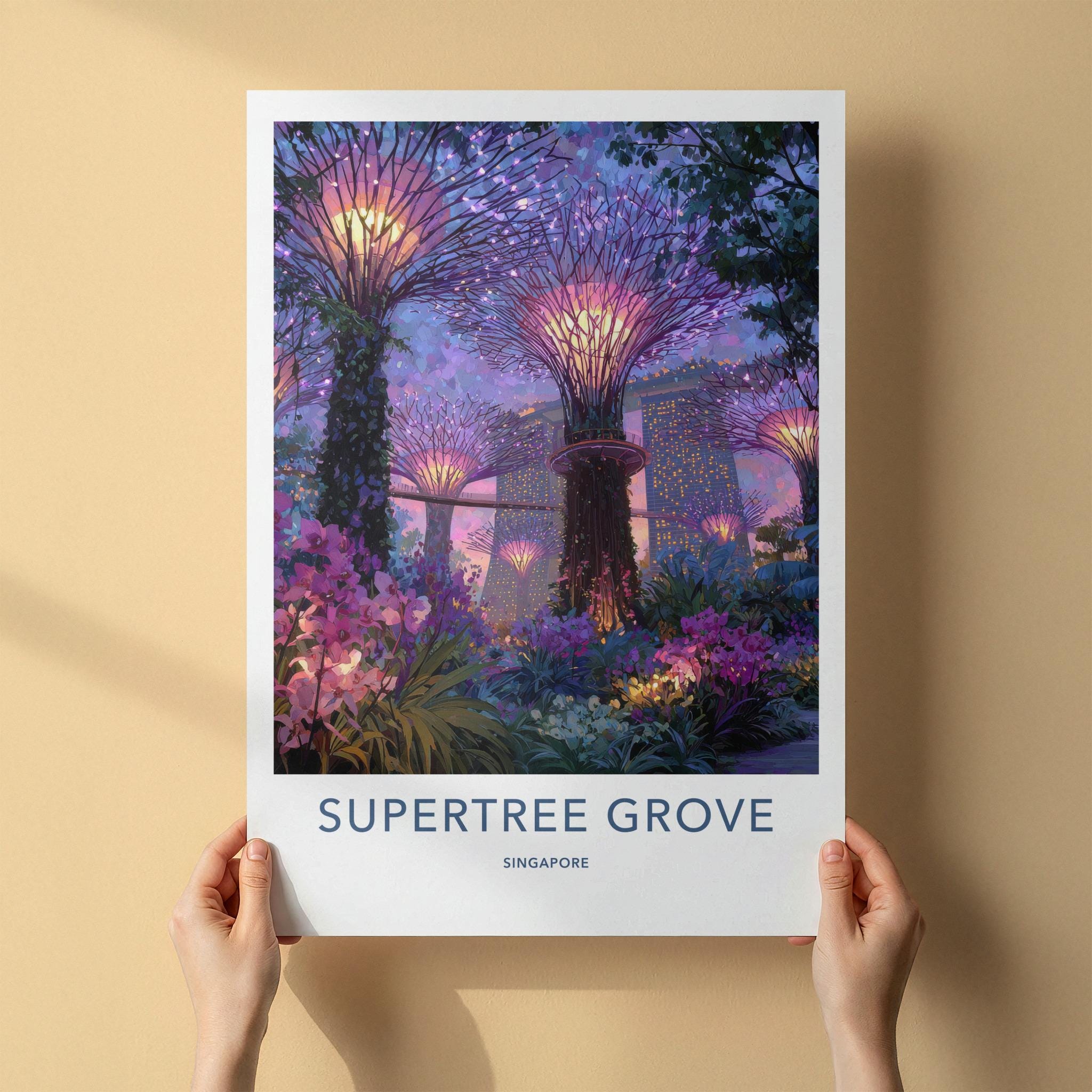 Supertree Grove Poster - Singapore Art Print - Vibrant Supertrees Night Home Decor