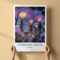 Supertree Grove Poster - Singapore Wall Art - Vibrant Lighted Gardens Home Decor