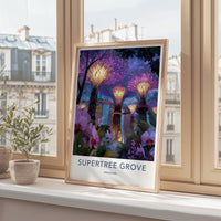 Supertree Grove Poster - Singapore Wall Art - Vibrant Lighted Gardens Home Decor