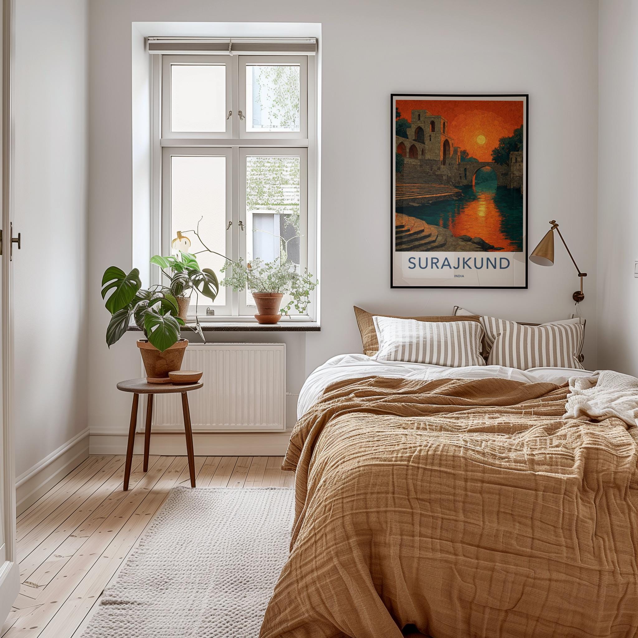 Surajkund Poster - India Travel Art - Haryana Orange Sky Reflection Home Decor