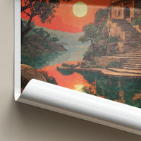 Surajkund Poster - India Travel Art - Haryana Stone Structure Lake Home Decor