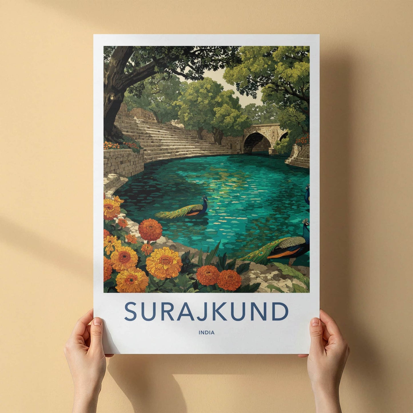 Surajkund Poster - India Travel Art - Peacocks Green Waters Gallery Art