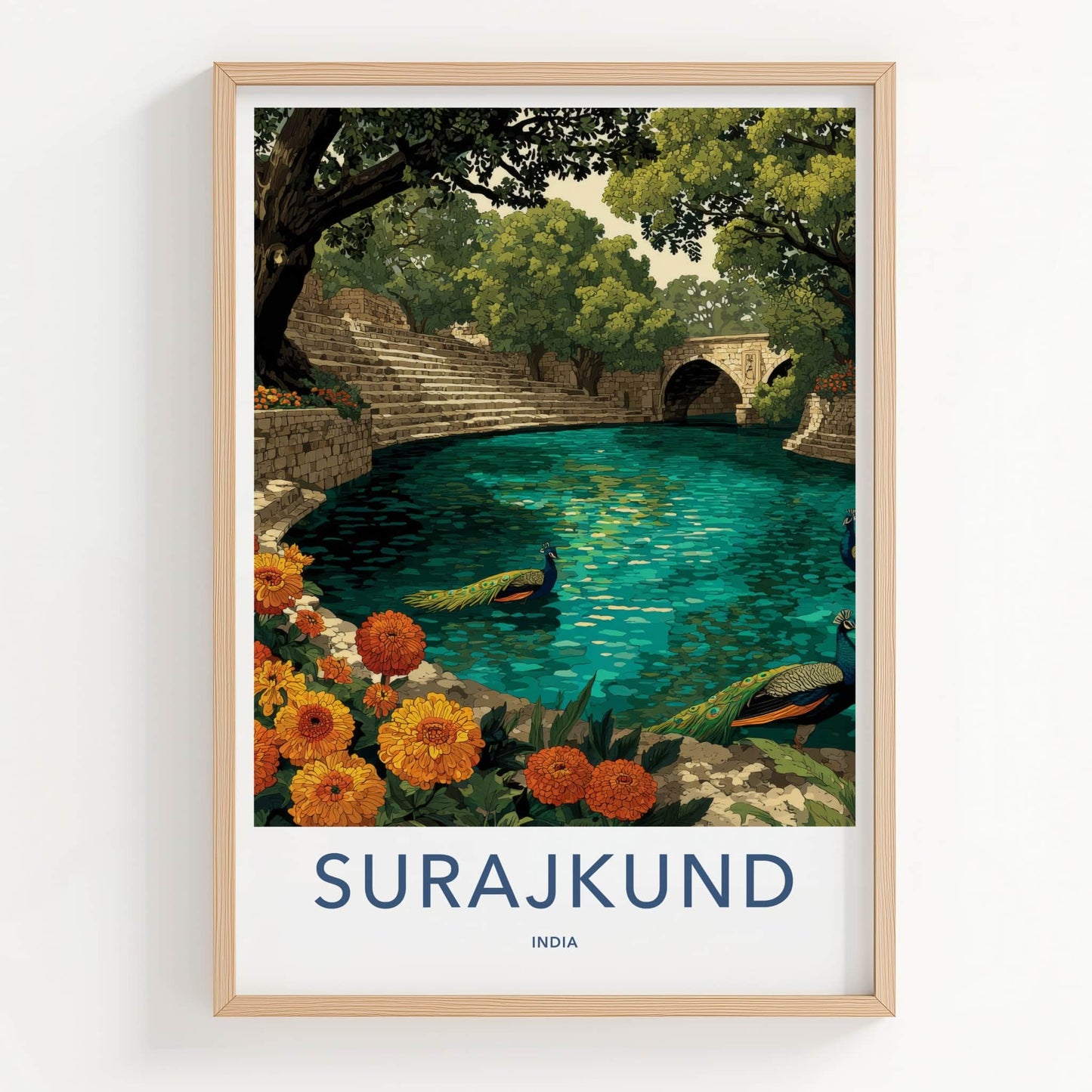 Surajkund Poster - India Travel Art - Peacocks Green Waters Gallery Art