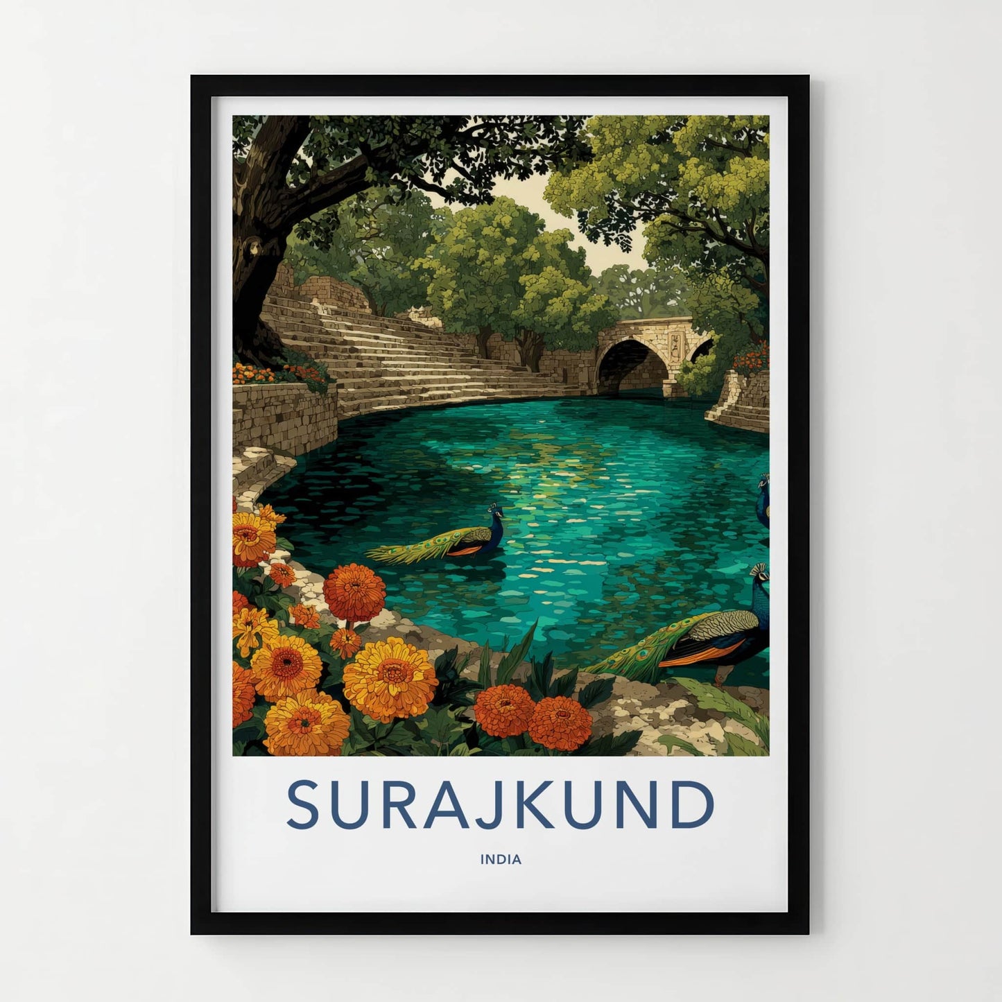 Surajkund Poster - India Travel Art - Peacocks Green Waters Gallery Art