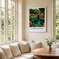Surajkund Poster - India Travel Print - Haryana Peacocks Stepwell Wall Decor