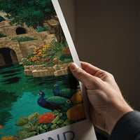 Surajkund Poster - India Travel Print - Haryana Peacocks Stepwell Wall Decor