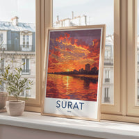 Surat Poster - India Art Print - Gujarat Fiery Sunset City Gallery Art
