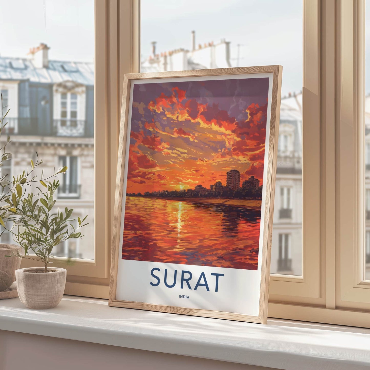 Surat Poster - India Art Print - Gujarat Fiery Sunset City Gallery Art