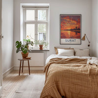 Surat Poster - India Art Print - Gujarat Fiery Sunset City Gallery Art