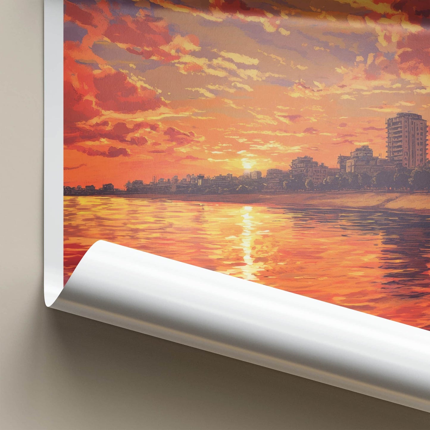Surat Poster - India Art Print - Gujarat Fiery Sunset City Gallery Art
