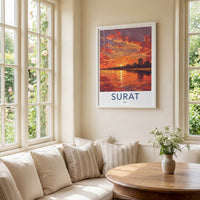 Surat Poster - India Art Print - Gujarat Fiery Sunset City Gallery Art