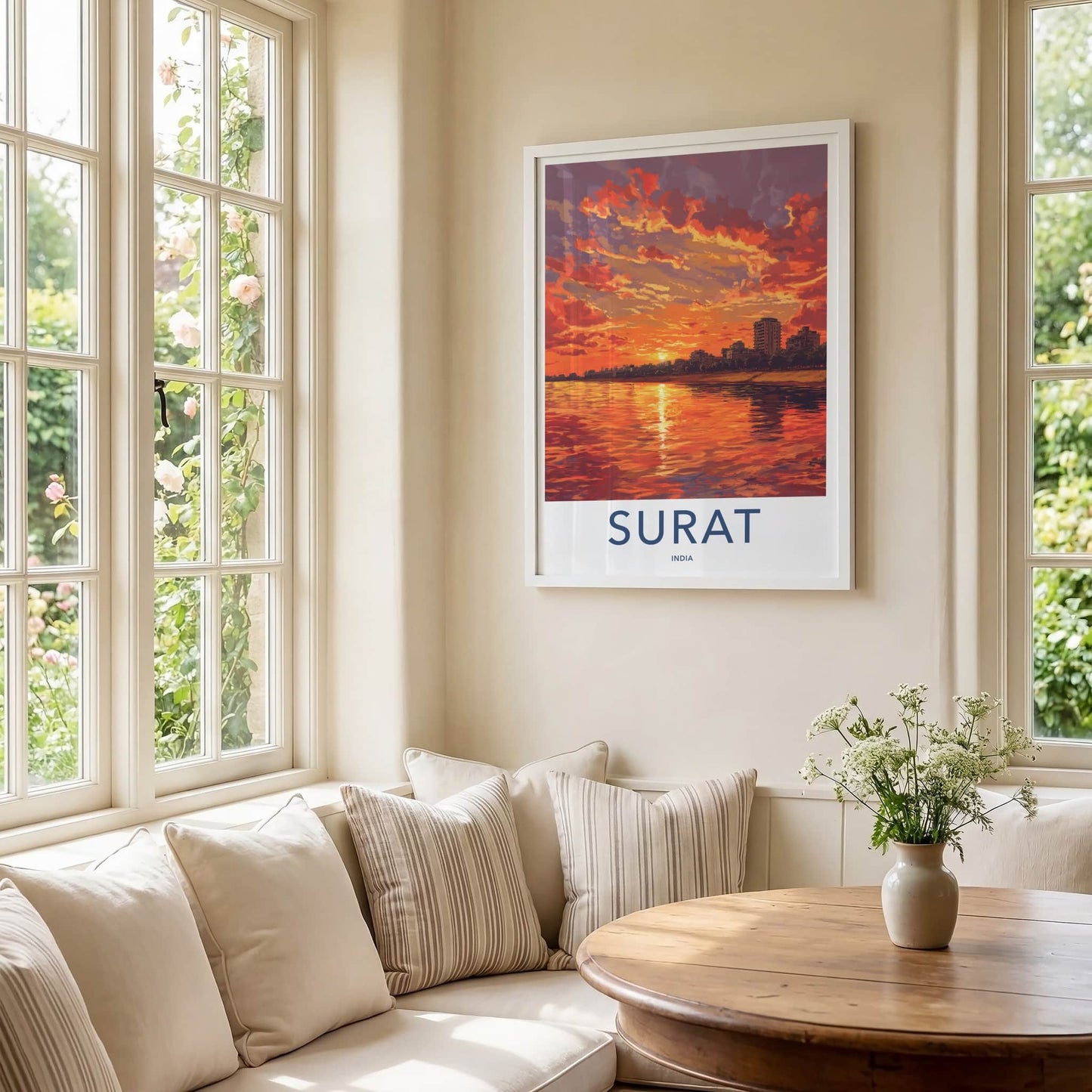 Surat Poster - India Art Print - Gujarat Fiery Sunset City Gallery Art