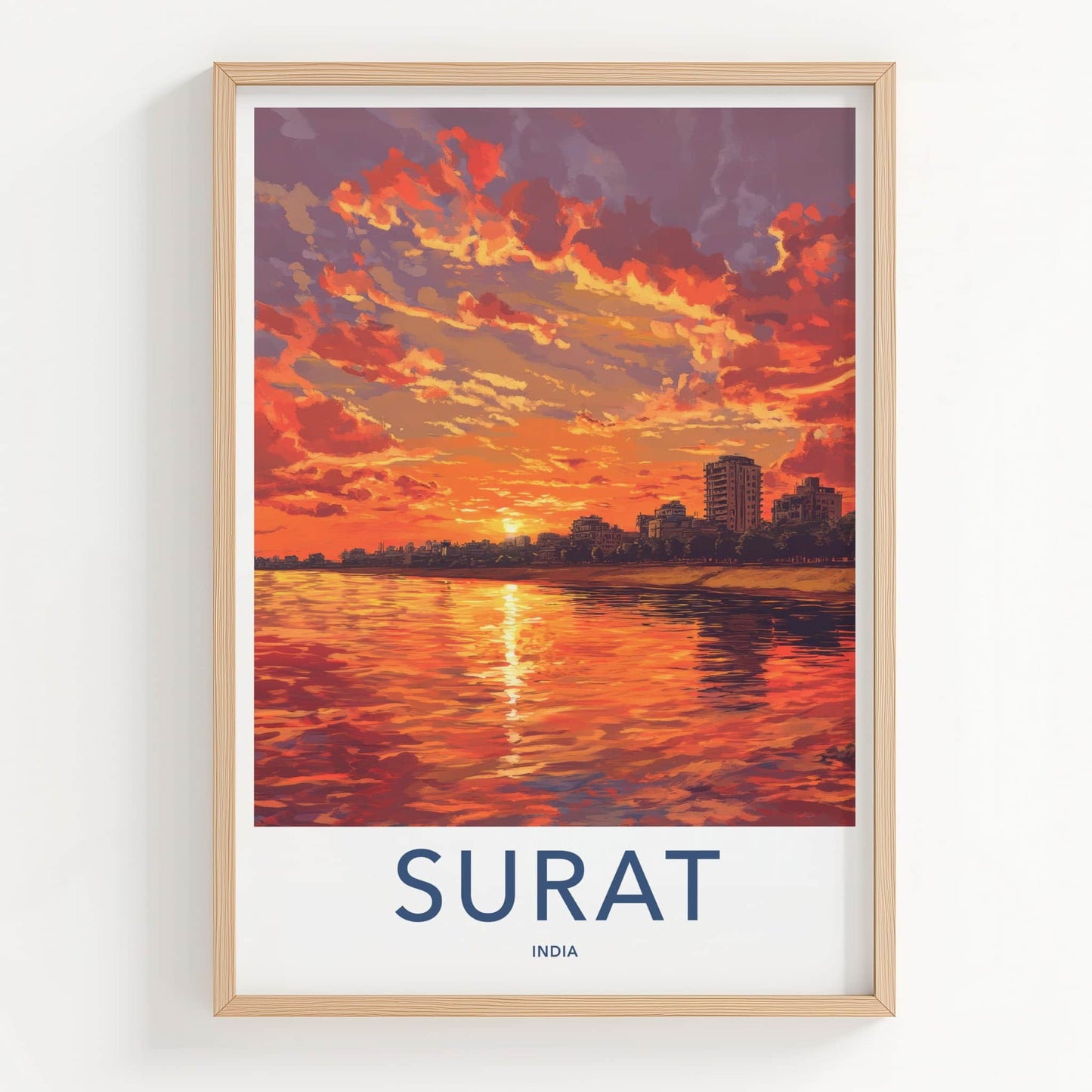 Surat Poster - India Art Print - Gujarat Fiery Sunset City Gallery Art