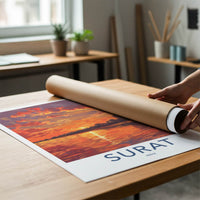 Surat Poster - India Art Print - Gujarat Fiery Sunset City Gallery Art