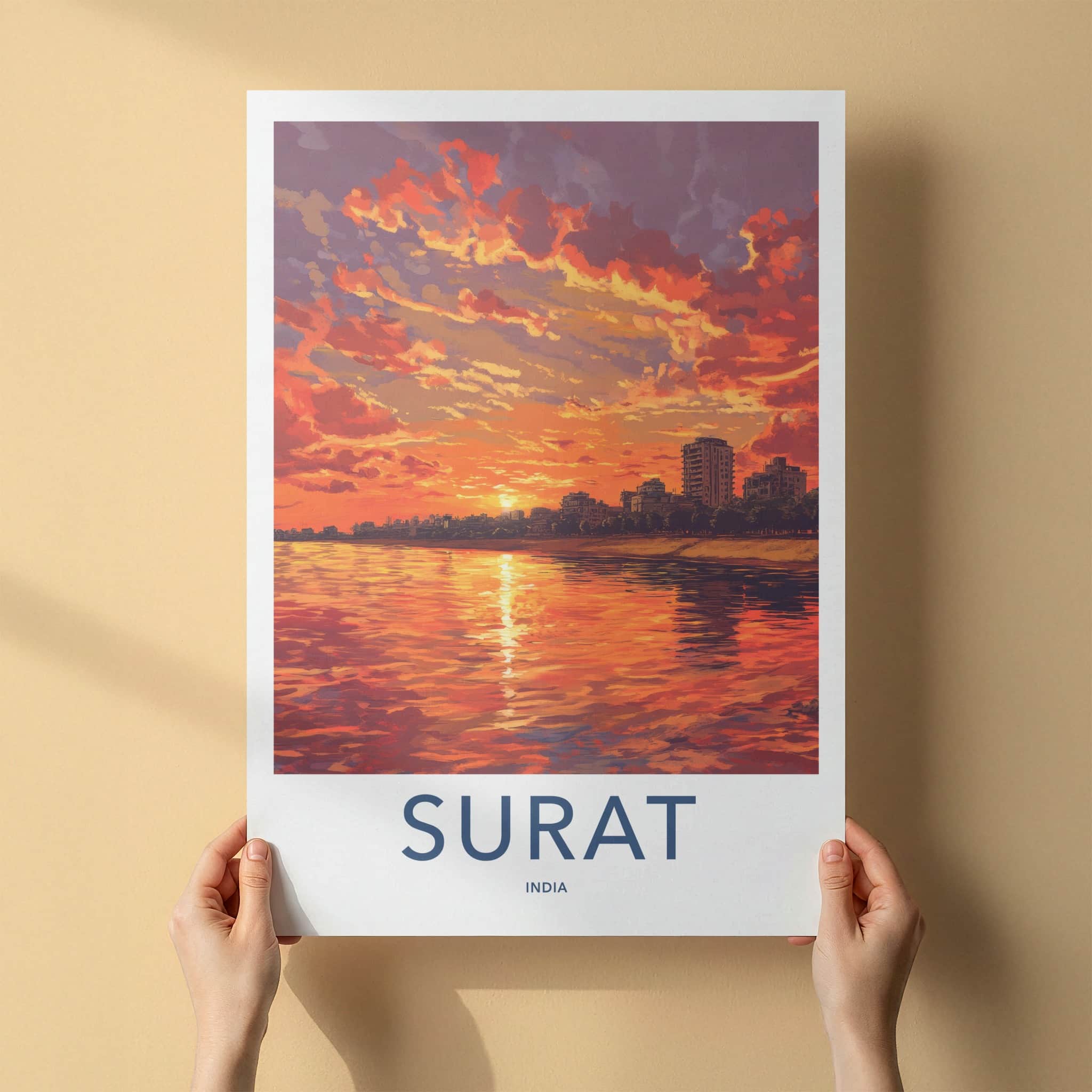 Surat Poster - India Art Print - Gujarat Fiery Sunset City Gallery Art