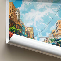 Surat Poster - India Travel Art - Gujarat Colorful Market Street Wall Decor